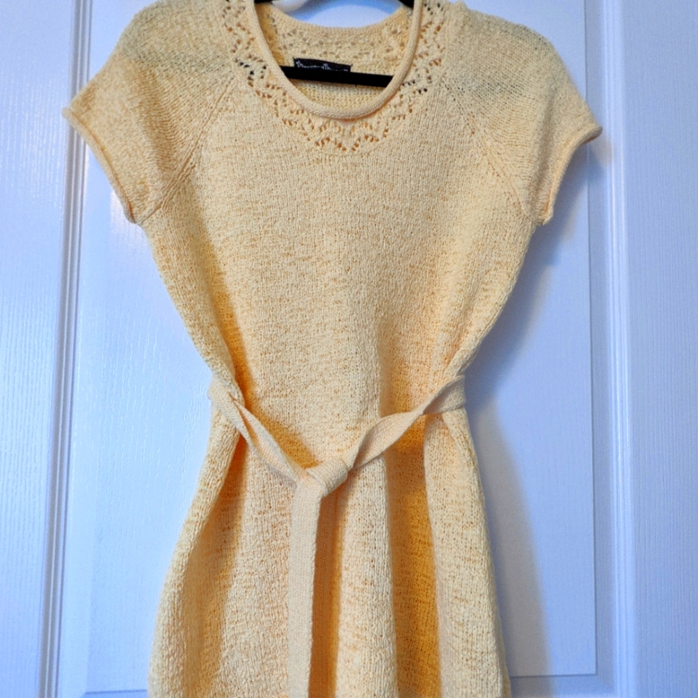 Butter Yellow Tunic Sweater with delicate detailing